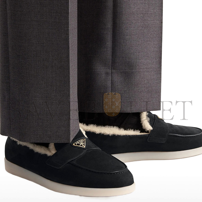PRADA SUEDE AND WOOL LOAFERS  PRADA SUEDE AND WOOL LOAFERS